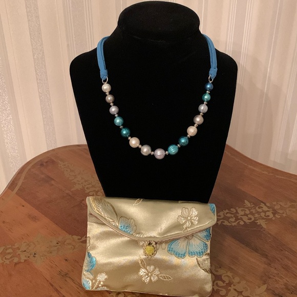 Honora Jewelry - Honora Blue pearl necklace with pouch.